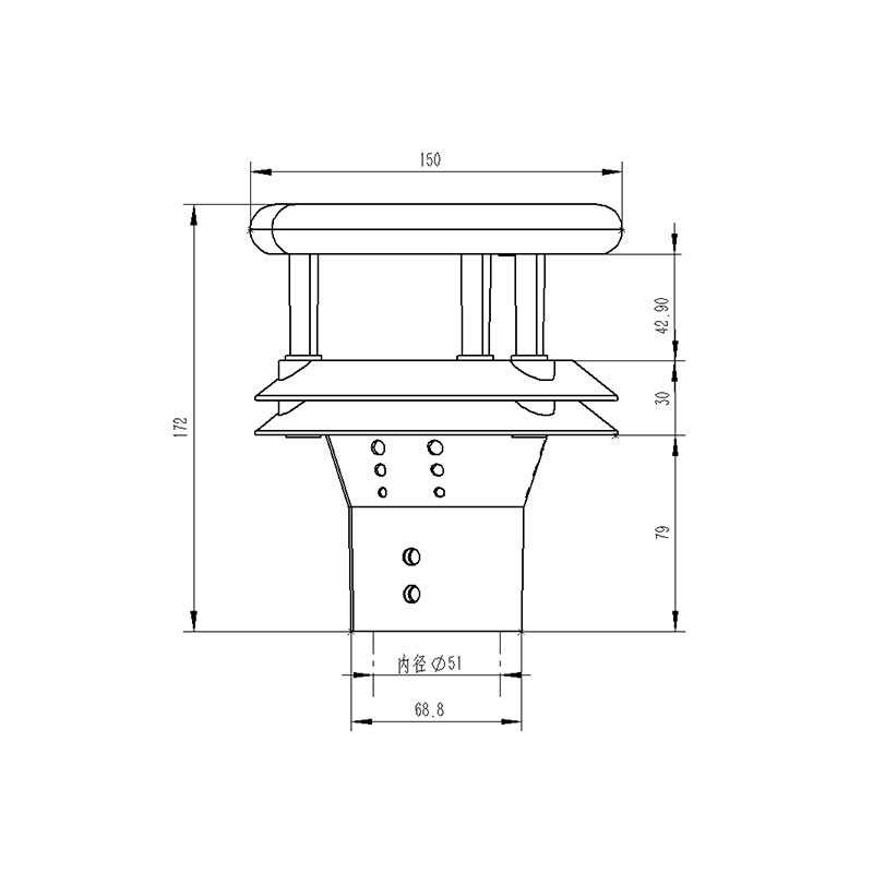 風(fēng)速風(fēng)向傳感器產(chǎn)品尺寸圖